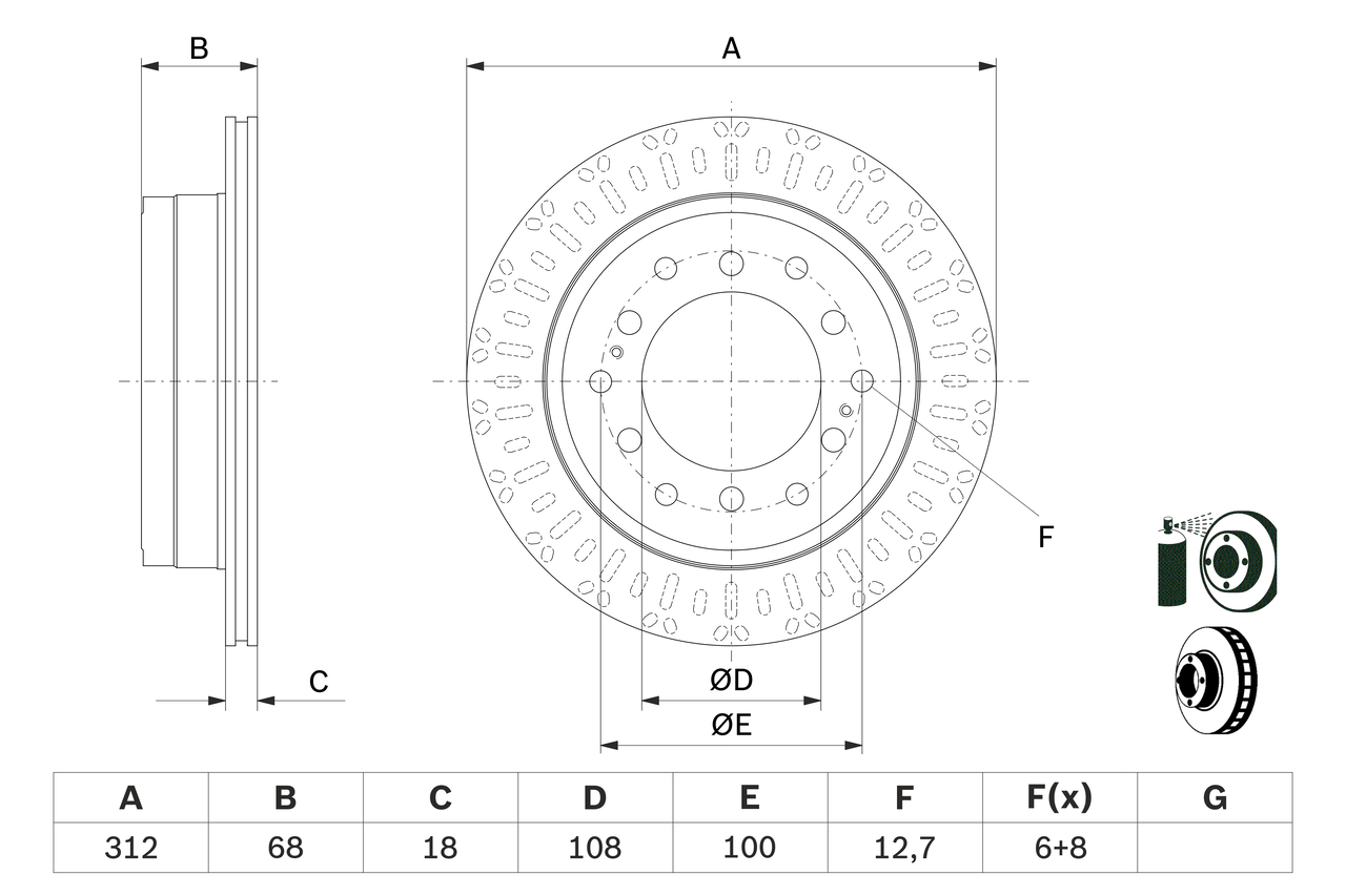 Disc frana TOYOTA LAND CRUISER PRADO (_J15_) 4.0 V6 VVT-i (GRJ150_, GRJ125_, GRJ150) benzina 282 cai BOSCH 0 986 479 F07