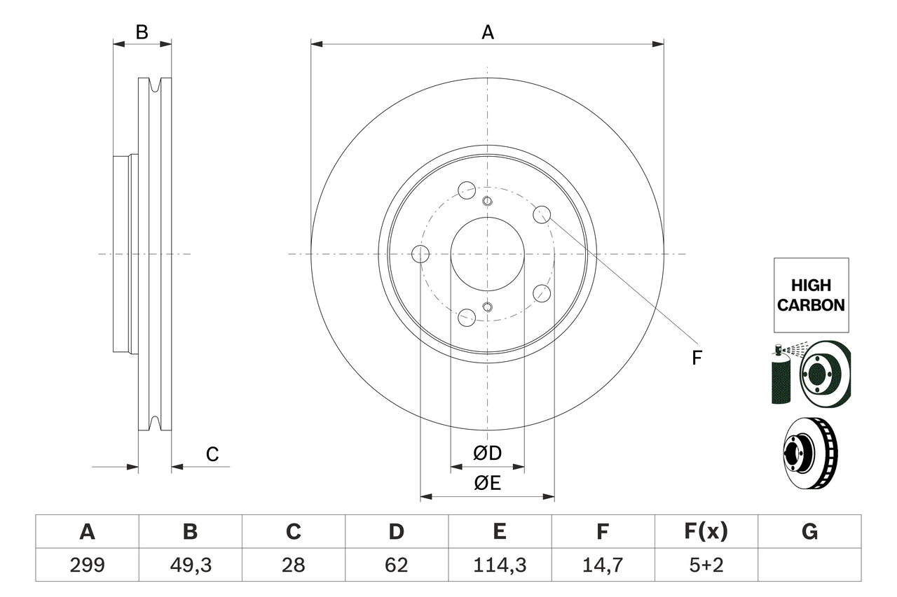 Disc frana TOYOTA C-HR (_X1_) 1.8 Hybrid (ZYX10_, ZYX11_, ZYX10R, ZYX11R) benzina/elector 122 cai BOSCH 0 986 479 F49
