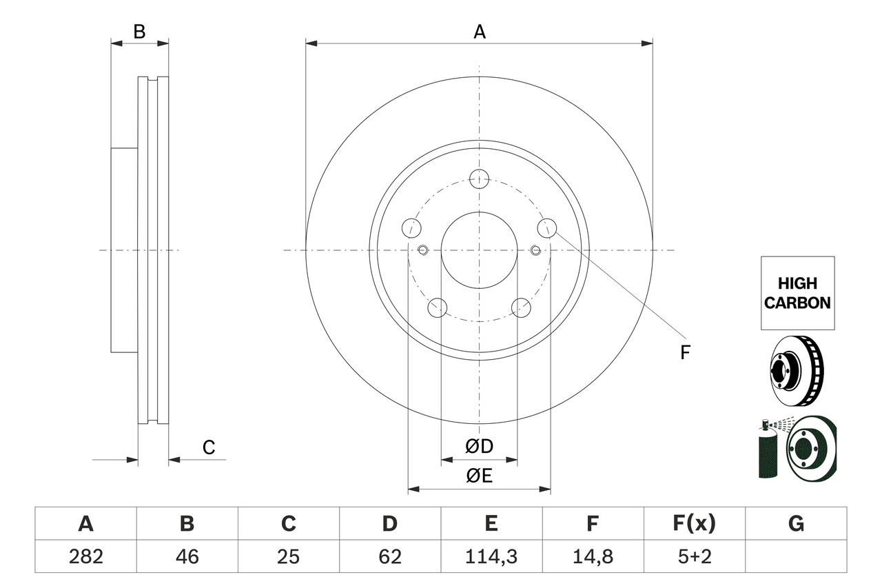 Disc frana TOYOTA COROLLA combi (_E21_) 1.8 Hybrid (ZWE211W) benzina/elector 122 cai BOSCH 0 986 479 F92