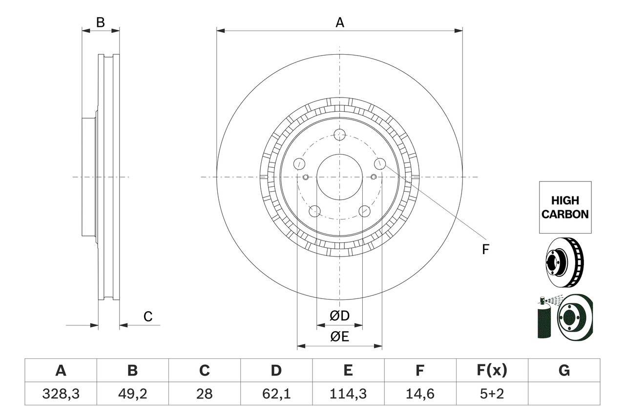 Disc frana TOYOTA RAV 4 IV VAN (_A4_) 2.0 VVTi 4WD (ZSA44) benzina 152 cai BOSCH 0 986 479 G63
