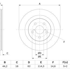 Disc frana TOYOTA RAV 4 V VAN (_A5_, _H5_) 2.5 Hybrid (AXAH52) benzina/elector 218 cai BOSCH 0 986 479 H19