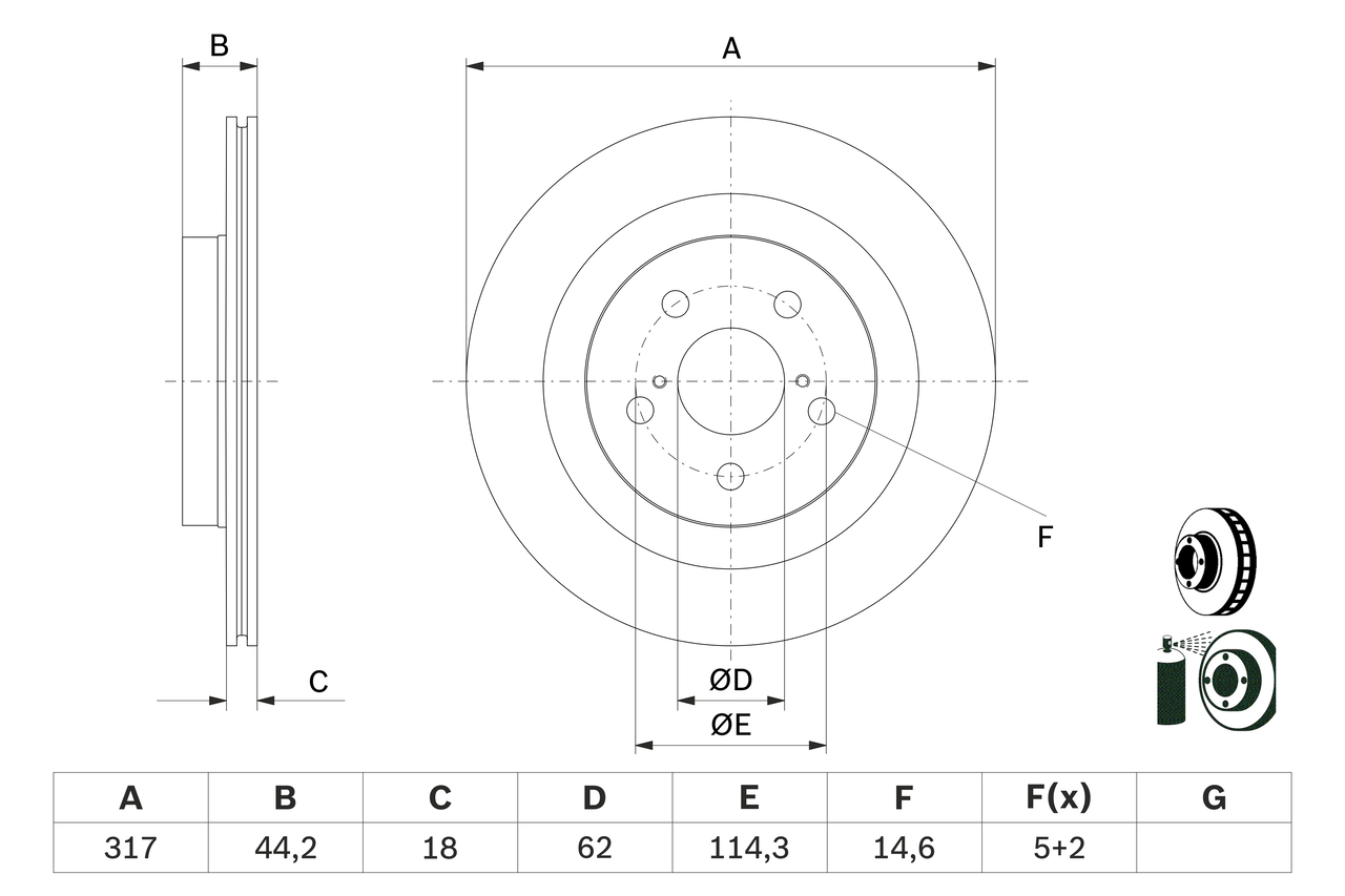 Disc frana TOYOTA bZ4X (_EAM1_) EV (XEAM10) electric 204 cai BOSCH 0 986 479 H19