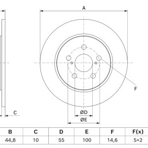 Disc frana TOYOTA YARIS (_P21_, _PA1_, _PH1_) 1.5 Hybrid (MXPH10, MXPH11) benzina/elector 116 cai BOSCH 0 986 479 H63