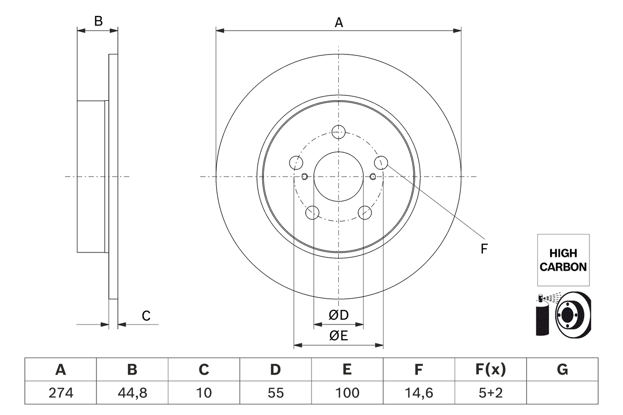 Disc frana TOYOTA YARIS (_P21_, _PA1_, _PH1_) 1.5 Hybrid (MXPH10, MXPH11) benzina/elector 116 cai BOSCH 0 986 479 H63