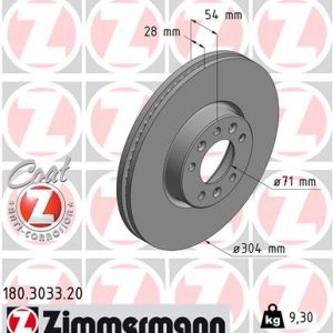 Disc frana TOYOTA PROACE bus (MDZ_) 2.0 D4d (MDZ4) diesel 150 cai ZIMMERMANN 180.3033.20