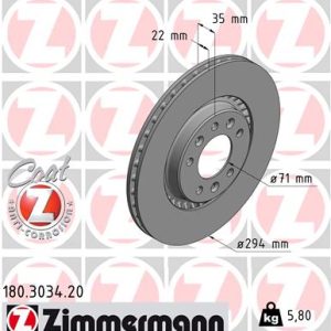 Disc frana TOYOTA PROACE caroserie (MDZ_) 1.6 D4d (MDZ2) diesel 116 cai ZIMMERMANN 180.3034.20