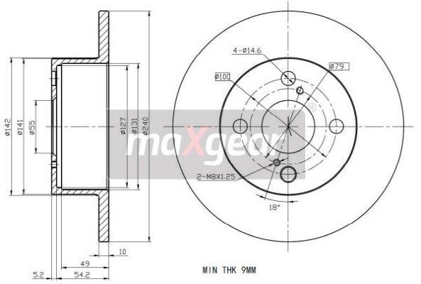 Disc frana TOYOTA COROLLA Compact (_E11_) 1.9 D (WZE110_, WZE110R) diesel 69 cai MAXGEAR 19-2344