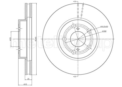 Disc frana TOYOTA AVENSIS combi (_T22_) 1.6 i (AT220_, AT220R) benzina 101 cai METELLI 23-0512C