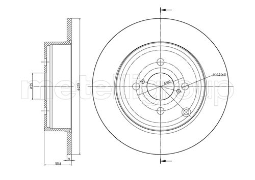 Disc frana TOYOTA COROLLA (_E12_) 2.0 D-4D (CDE120R, CDE120L_) diesel 116 cai METELLI 23-0635C
