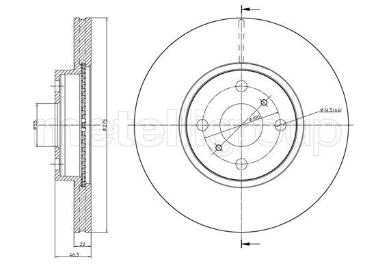 Disc frana TOYOTA YARIS Caseta/ Hatchback (_P13_) 1.0 VVTi (KSP130) benzina 72 cai METELLI 23-1215C