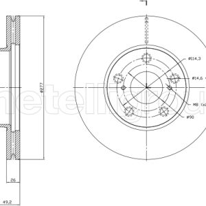 Disc frana TOYOTA AURIS (_E18_) 1.6 D4-D (WWE185_) diesel 112 cai METELLI 23-1523C