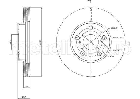 Disc frana TOYOTA AURIS (_E18_) 1.6 D4-D (WWE185_) diesel 112 cai METELLI 23-1523C