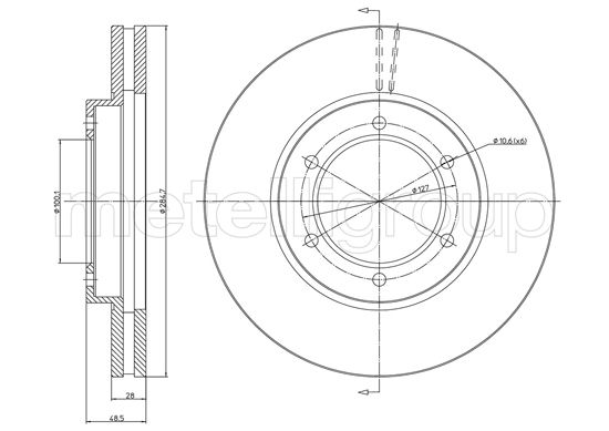 Disc frana TOYOTA HIACE IV bus (__H1_, __H2_) 2.5 D-4D 4WD (KLH18) diesel 102 cai METELLI 23-1574