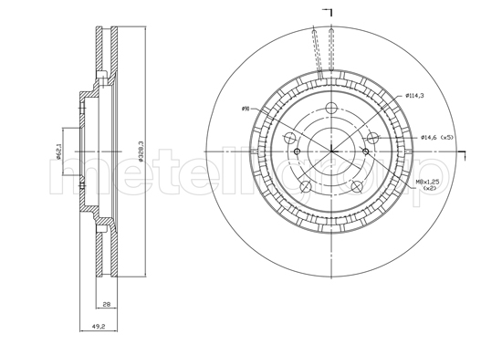 Disc frana TOYOTA RAV 4 V (_A5_, _H5_) 2.5 VVTi AWD (AXAA54) benzina 203 cai METELLI 23-1825C