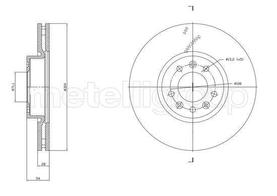 Disc frana TOYOTA PROACE platou / sasiu (MDZ_) 2.0 D4d (MDZ4) diesel 150 cai METELLI 23-1857C