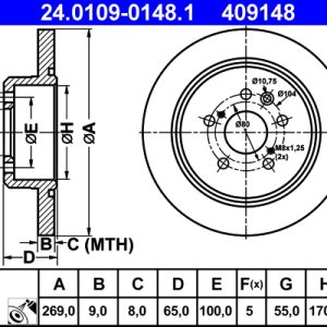 Disc frana TOYOTA CELICA cupe (_T20_) 2.0 i 16V (ST202/GT) benzina 175 cai ATE 24.0109-0148.1