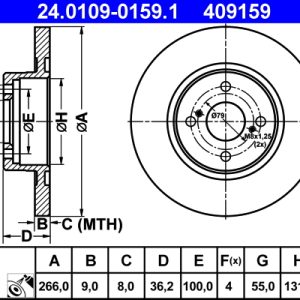 Disc frana TOYOTA COROLLA combi (_E11_) 1.6 (AE111_, AE111R) benzina 110 cai ATE 24.0109-0159.1