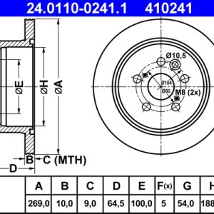 Disc frana TOYOTA CAMRY (_V2_) 2.0 (SV21_, SV21R) benzina 121 cai ATE 24.0110-0241.1