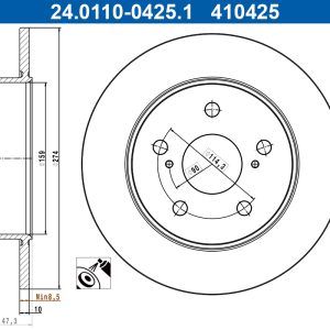 Disc frana TOYOTA COROLLA combi (_E21_) 1.2 (NRE210) benzina 116 cai ATE 24.0110-0425.1