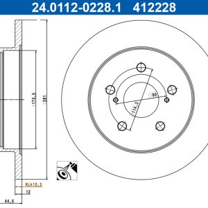 Disc frana TOYOTA CAMRY (_V7_, _VA7_, _VH7_) 2.5 Hybrid (AXVH71_, AXVH70, AXVH71R) benzina/elector 218 cai ATE 24.0112-0228.1