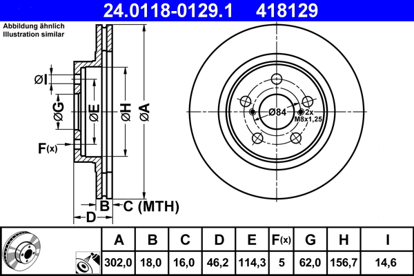 Disc frana TOYOTA RAV 4 I Cabrio (_A1_) 2.0 4WD (SXA10) benzina 129 cai ATE 24.0118-0129.1