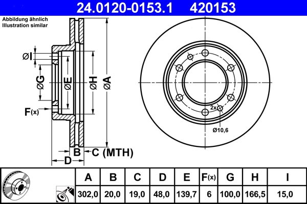 Disc frana TOYOTA LAND CRUISER pick-up (_J4_) 3.4 D (BJ45_P, BJ45RP) diesel 90 cai ATE 24.0120-0153.1
