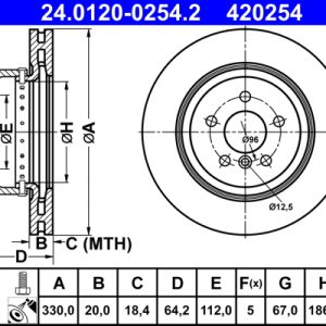 Disc frana TOYOTA SUPRA (DB_) 3.0 GR (DB41, DB42, DB43, DB45, DB46) benzina 340 cai ATE 24.0120-0254.2