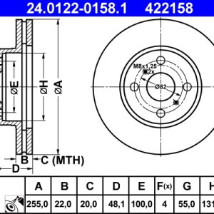 Disc frana TOYOTA COROLLA combi (_E11_) 1.6 (AE111_, AE111R) benzina 110 cai ATE 24.0122-0158.1