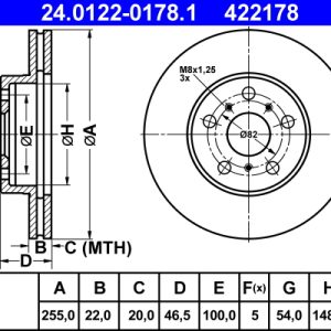 Disc frana TOYOTA CELICA cupe (_T18_) 2.0 (ST182, ST183) benzina 156 cai ATE 24.0122-0178.1
