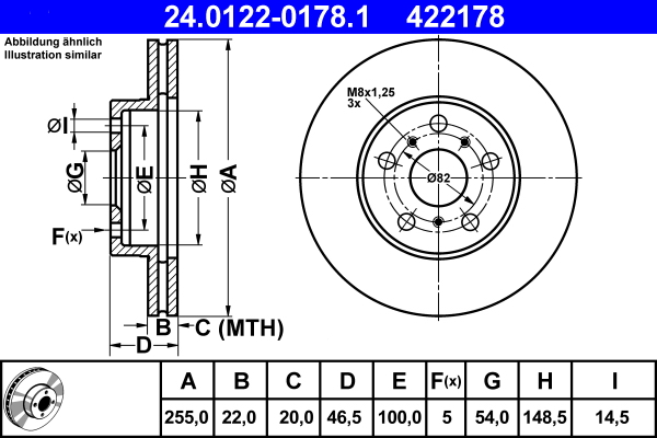 Disc frana TOYOTA CELICA cupe (_T18_) 1.6 (AT180) benzina 105 cai ATE 24.0122-0178.1