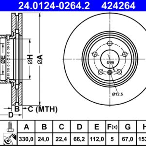Disc frana TOYOTA SUPRA (DB_) 2.0 (DB82, DB81, DB86) benzina 197 cai ATE 24.0124-0264.2