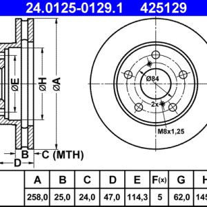 Disc frana TOYOTA MR2 II (SW2_) 2.0 Turbo (SW20_, SW20R) benzina 245 cai ATE 24.0125-0129.1