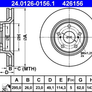 Disc frana TOYOTA AVENSIS limuzina (_T27_) 1.6 D4-D (WWT270_) diesel 112 cai ATE 24.0126-0156.1