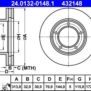 Disc frana TOYOTA LAND CRUISER 100 (_J1_) 4.7 (UZJ100) benzina 238 cai ATE 24.0132-0148.1