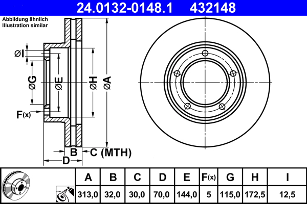 Disc frana TOYOTA LAND CRUISER 100 (_J1_) 4.7 (UZJ100) benzina 238 cai ATE 24.0132-0148.1