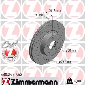 Disc frana TOYOTA GT 86 cupe (ZN6_) 2.0 (ZN6) benzina 203 cai ZIMMERMANN 530.2457.52