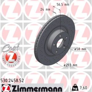 Disc frana TOYOTA GT 86 cupe (ZN6_) 2.0 (ZN6AC_, ZN6BC_, ZN6K) benzina 200 cai ZIMMERMANN 530.2458.52