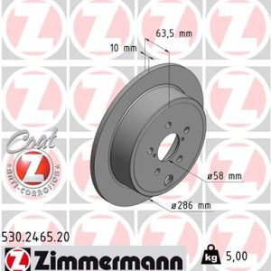 Disc frana TOYOTA GT 86 cupe (ZN6_) 2.0 (ZN6AC_, ZN6BC_, ZN6K) benzina 200 cai ZIMMERMANN 530.2465.20