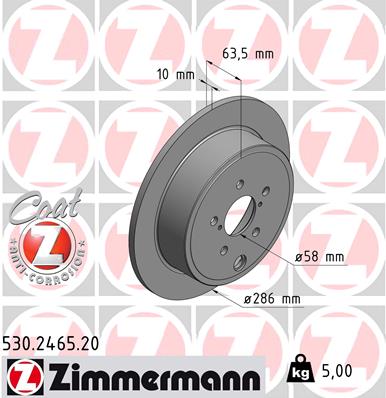 Disc frana TOYOTA GT 86 cupe (ZN6_) 2.0 (ZN6AC_, ZN6BC_, ZN6K) benzina 200 cai ZIMMERMANN 530.2465.20