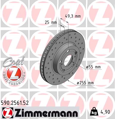 Disc frana TOYOTA CARINA E VI (_T19_) 1.6 (AT190) benzina 99 cai ZIMMERMANN 590.2561.52