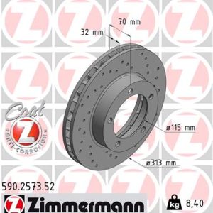 Disc frana TOYOTA LAND CRUISER 100 (_J1_) 4.7 (UZJ100) benzina 238 cai ZIMMERMANN 590.2573.52