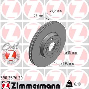 Disc frana TOYOTA COROLLA (_E12_) 1.8 VVTL-i TS (ZZE123_, ZZE123R) benzina 224 cai ZIMMERMANN 590.2576.20