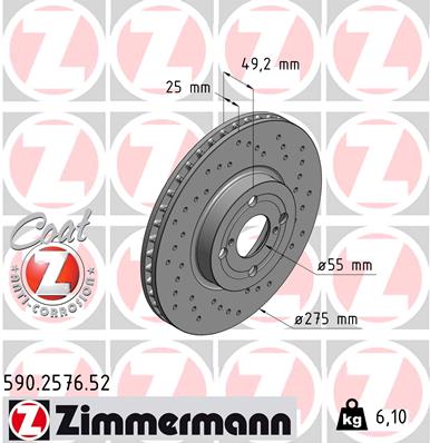 Disc frana TOYOTA COROLLA combi (_E11_) 2.0 D-4D (CDE110_, CDE110R) diesel 90 cai ZIMMERMANN 590.2576.52