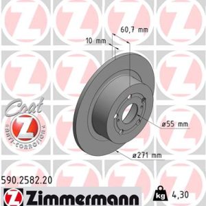 Disc frana TOYOTA AVENSIS Liftback (_T22_) 2.0 D-4D (CDT220_, CDT220R) diesel 110 cai ZIMMERMANN 590.2582.20