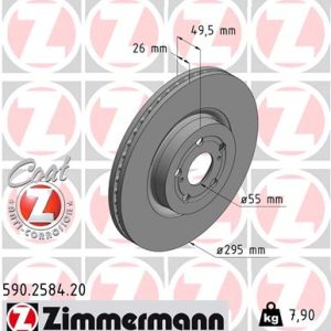 Disc frana TOYOTA AVENSIS limuzina (_T25_) 2.4 VVT-i (AZT251_, AZT251R) benzina 170 cai ZIMMERMANN 590.2584.20