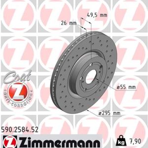 Disc frana TOYOTA AVENSIS limuzina (_T25_) 2.4 VVT-i (AZT251_, AZT251R) benzina 163 cai ZIMMERMANN 590.2584.52