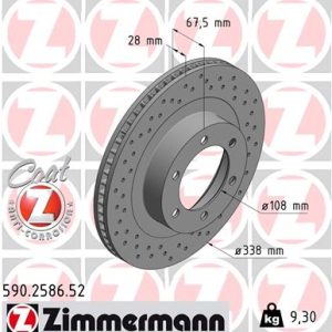 Disc frana TOYOTA LAND CRUISER PRADO (_J12_) 3.0 D-4D (KDJ120, KDJ125, KDJ121) diesel 173 cai ZIMMERMANN 590.2586.52