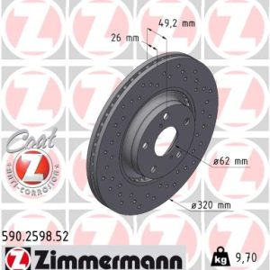 Disc frana TOYOTA AVENSIS combi (_T27_) 2.2 D-4D (ADT271_, ADT271R) diesel 150 cai ZIMMERMANN 590.2598.52