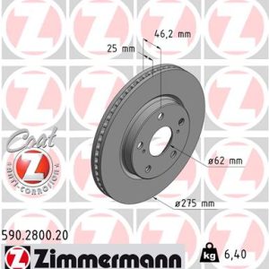 Disc frana TOYOTA RAV 4 III (_A3_) 2.0 4WD (ZSA30) benzina 148 cai ZIMMERMANN 590.2800.20