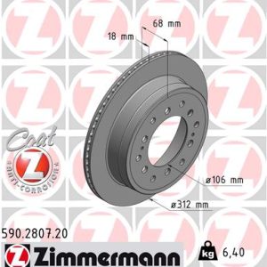 Disc frana TOYOTA LAND CRUISER PRADO (_J12_) 3.0 D (LJ120, LJ125) diesel 95 cai ZIMMERMANN 590.2807.20